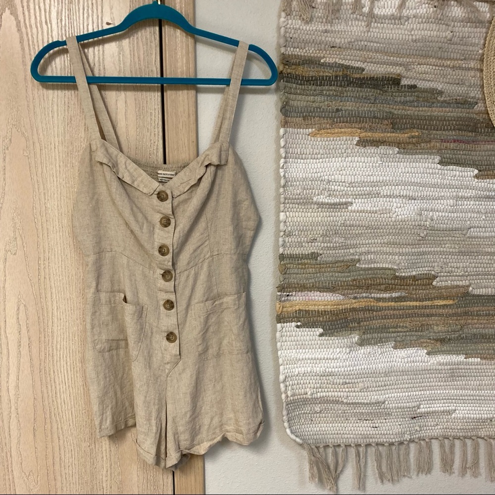 NWT Urban Outfitters Tan Button-Front Jumpsuit